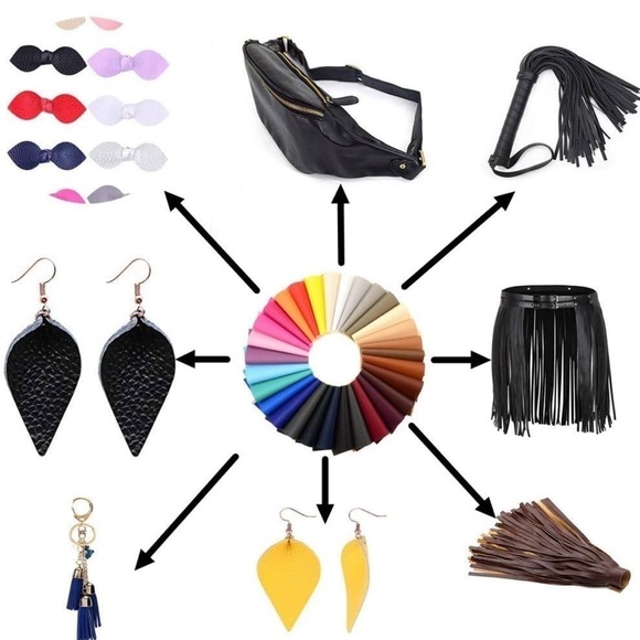 15 Pieces brown gray Grain Texture Synthetic Faux Leather Fabric Sheets - Picture 4 of 5